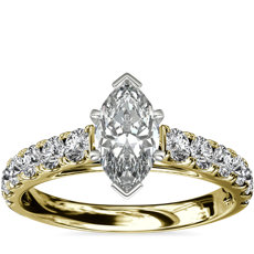 18k 黃金大教堂密釘鑽石訂婚戒指 （1/2 克拉總重量）